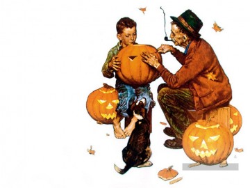 Norman Rockwell Painting - Calabazas fantasmales Norman Rockwell